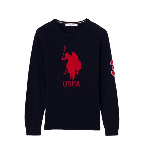 uspoloassn美國馬球協會 春秋男士圓領套頭毛衣大馬標針織衫
