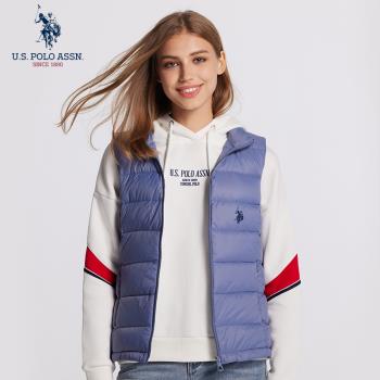 uspoloassn美國馬球協會 冬季女士輕薄羽絨馬甲 立領無袖外套女