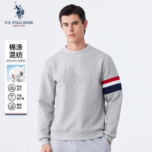 uspoloassn美國馬球協會衛衣男士圓領長袖秋款套頭上衣休閑打底衫