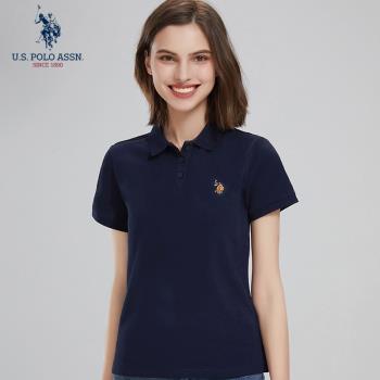 uspoloassn美國馬球協會 夏季女士短袖polo衫 純棉半袖t恤刺繡