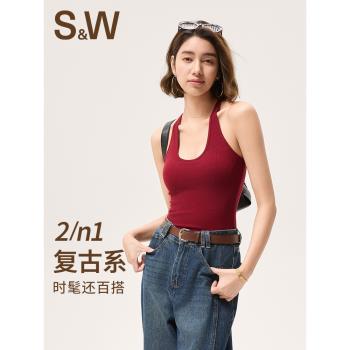 sw速惟帶胸墊運動背心女掛脖防震健身內衣紅色美背瑜伽普拉提上衣