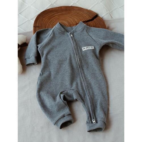 嬰姿嬰兒連體衣春秋裝純棉長袖爬服男女寶寶拉鏈衣服外出帥氣爬服