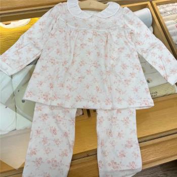 韓國童裝 25春新款兒童寶寶純棉家居服套裝 可愛碎花滿印內衣睡衣