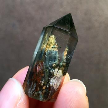 天然迷你綠幽靈水晶柱子白幽靈千層彩虹發晶單尖六稜柱原礦石擺件