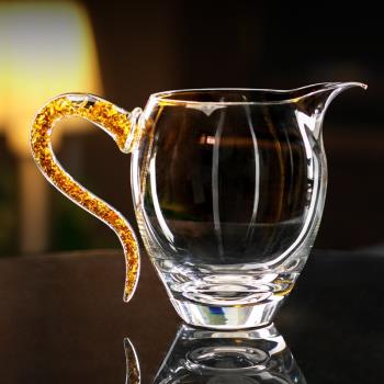 高茗金箔高階水晶公道杯高檔玻璃耐熱高顏值分茶器茶漏茶濾分茶器