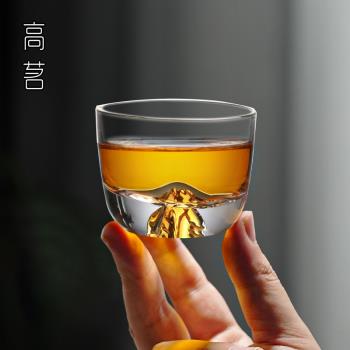 高茗玻璃觀山主人杯高檔個人專用精緻小茶杯藏金盃功夫茶杯品茗杯