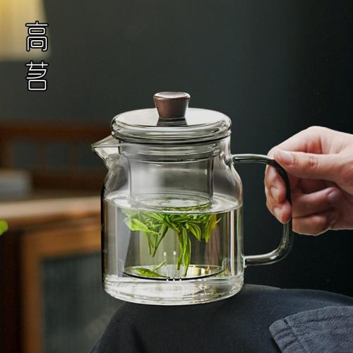 高茗玻璃泡茶壺茶水分離茶壺泡茶家用加厚耐高溫茶具單壺專用水壺