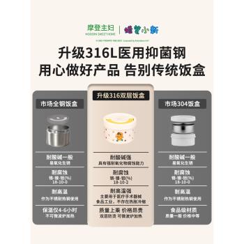 【摩登主婦&蠟筆小新】不銹鋼保溫飯盒上班微波爐加熱餐盒便當盒
