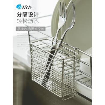 日本asvel筷子收納盒廚房勺子簍餐具瀝水架筷籠家用不銹鋼筷子筒