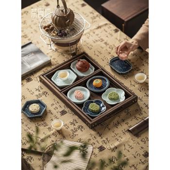 圍爐水果盤陶瓷中式茶點盤宋代古風糕點盤復古點心盤家用零食擺盤