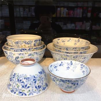 日本進口藍芽青花瓷器現代和風家用餐具米飯碗湯碗釉下彩高檔麵碗