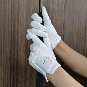 高爾夫球手套女款韓國超纖布女士防滑耐磨雙手白色golf夏天可水洗