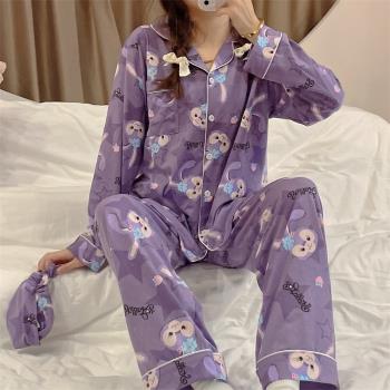迪士尼睡衣女2025年新款春秋休閑寬松可愛甜美長袖開衫家居服套裝