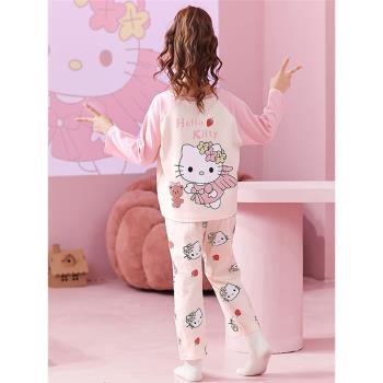 兒童迪士尼睡衣女童春秋長袖純棉中大童卡通小女孩全棉家居服套裝