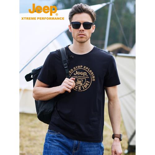 jeep短袖T恤男戶外休閑透氣冰絲速干衣夏季男士運動上衣圓領大碼