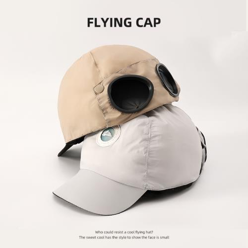 飛行帽男冬季大頭圍保暖防風墨鏡女士秋冬滑雪機車復古羽絨棒球帽