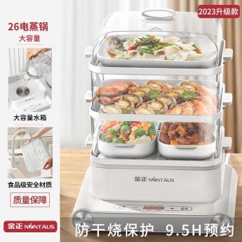 跨境110V電蒸鍋家用多功能蒸籠大容量蒸鍋全自動電蒸箱三層蒸汽鍋