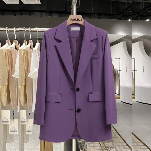 高級感大碼女裝紫色西裝闊腿褲套裝胖MM時尚顯瘦西服兩件套春秋新