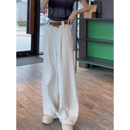 西裝褲子女大碼2025新款胖mm顯瘦梨型身材高腰闊腿褲高級感垂感