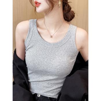 春夏螺紋棉打底吊帶背心女薄款外穿無袖美背修身彈力大碼純棉上衣