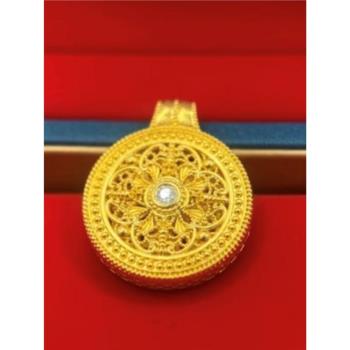 玫瑰花窗轉動八寶羅盤吊墜鋯石999足金包999足銀黃金質感不褪色