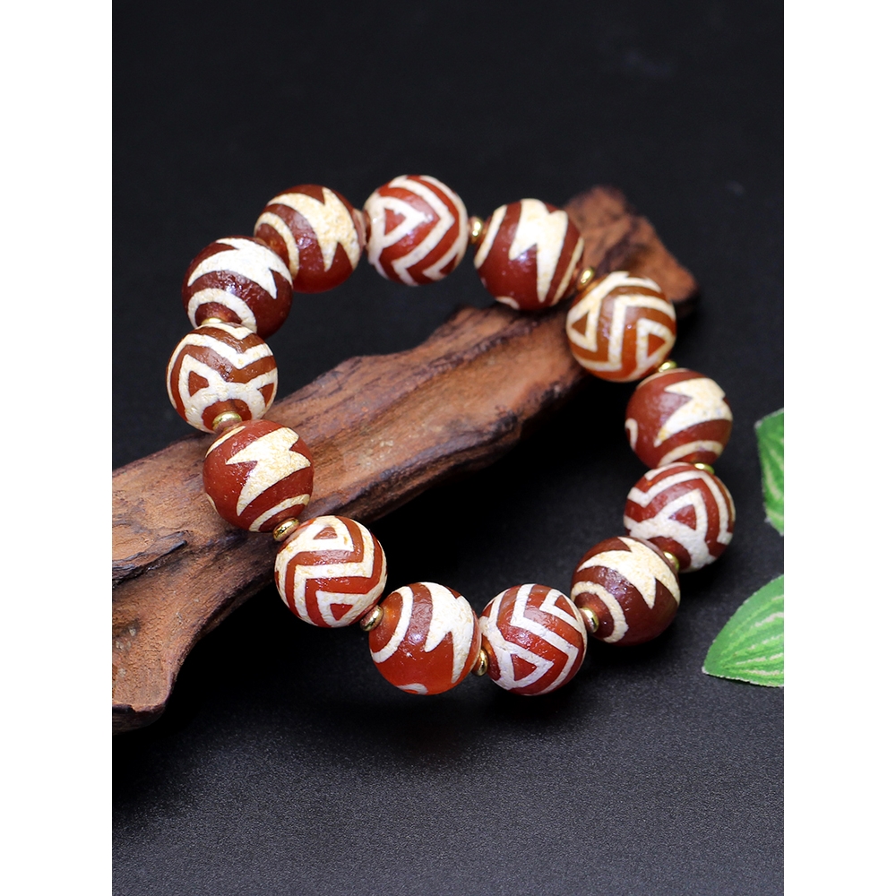圣飾奇緣西藏天然瑪瑙至純紅肉達洛多寶天珠手串12*12mm男女款|手鍊