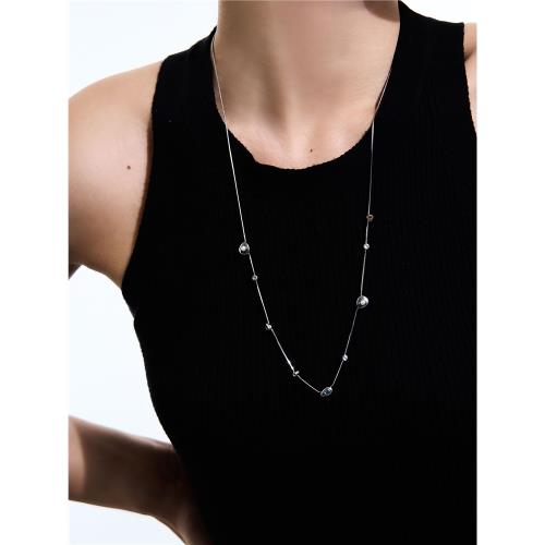 ZUOZUOSTUDIO 鋯石項鏈女s925銀輕奢高級感鎖骨鏈小眾毛衣鏈頸鏈