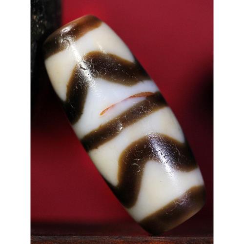 圣飾奇緣 天然真品西藏廟供院供老礦瑪瑙 至純雙虎牙天珠鎖骨鏈