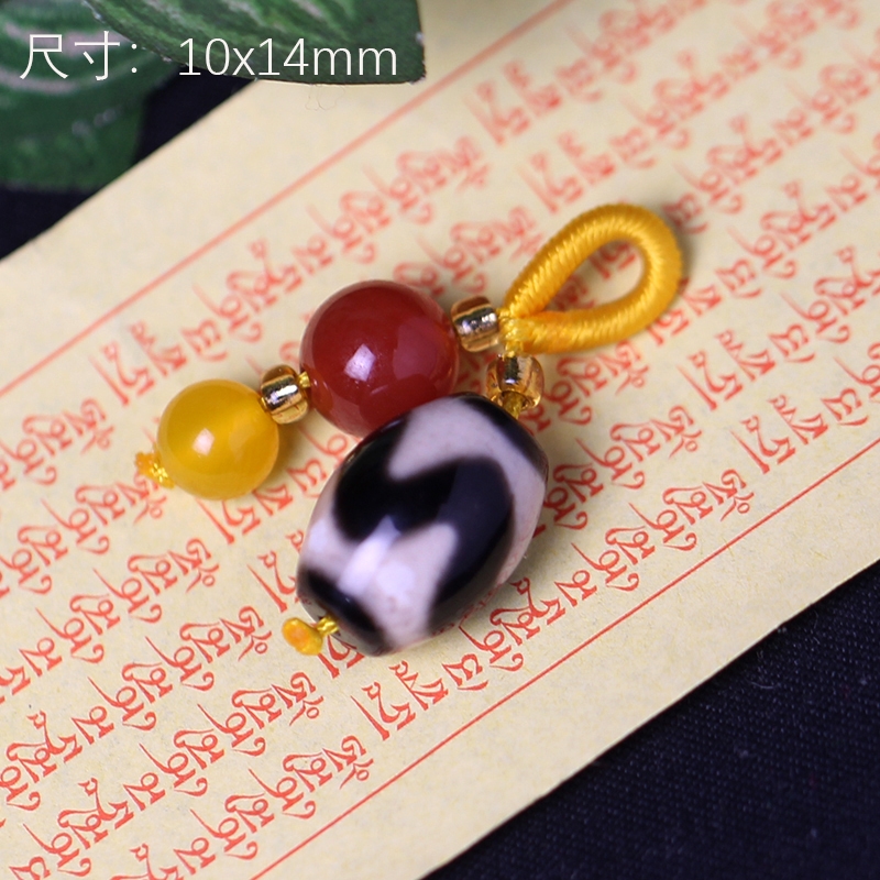 圣飾奇緣西藏天然瑪瑙金紅肉寶瓶天珠8x11mm精品天珠小配飾配珠|項墜