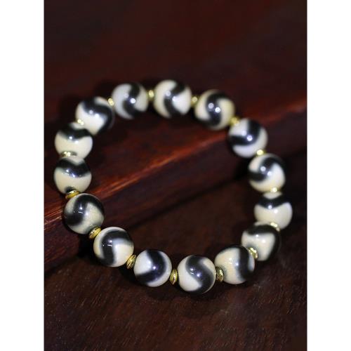 圣飾奇緣天然真品西藏廟供院供老礦瑪瑙至純虎牙天珠手串男女款|手鍊