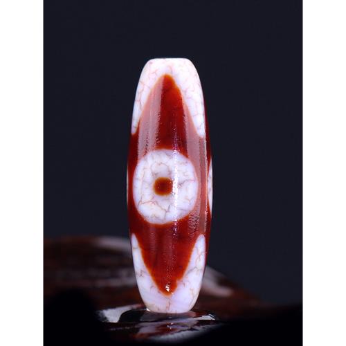 西蔵老礦龍紋紅朱砂虎牙三眼天珠 西蔵老礦龍紋紅朱砂虎牙三眼天