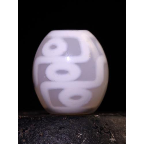 圣飾奇緣西藏天然瑪瑙白冰白毫達洛九眼天珠16x15mm超頂鎖骨鏈|項墜