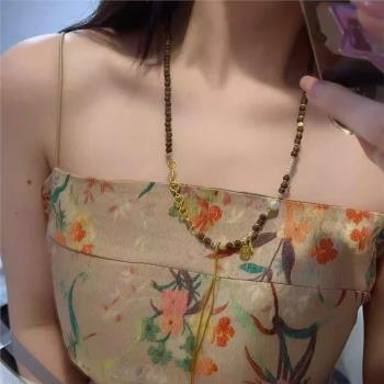一線沉香萬能項鏈搭配虎牙天珠菱鎂礦一體三通文玩佛珠掛飾T2745