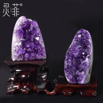 天然紫晶洞紫晶簇擺件一物一圖聚寶盆紫色水晶消磁原石家用辦公室