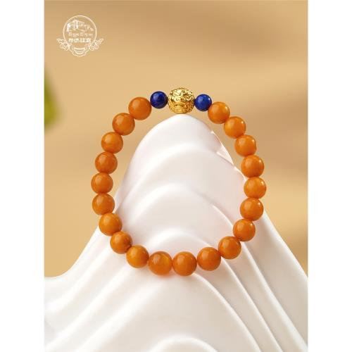 布達拉宮蜜蠟青金石手串925銀轉運珠小眾設計串珠送媽媽生日禮物