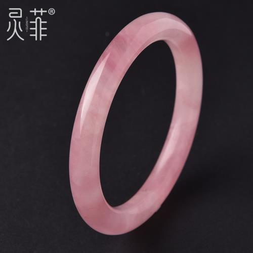 馬粉粉晶手鐲女一物一圖老料馬達加斯加粉水晶鐲子玉鐲招桃花飾品