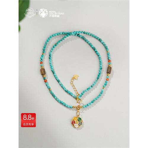 布達拉宮綠松石沉香項鏈小米珠五色蓮花馬年簡約小眾設計吊墜女款