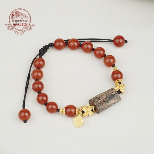 布達拉宮川料南紅沉香手繩女款紅瑪瑙串珠手鏈珠寶手飾