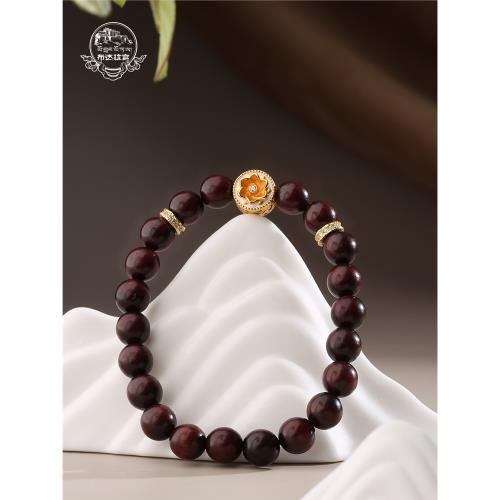 布達拉宮小葉紫檀和田玉手串轉運珠念珠佛珠六字真言瑪瑙木質手鏈