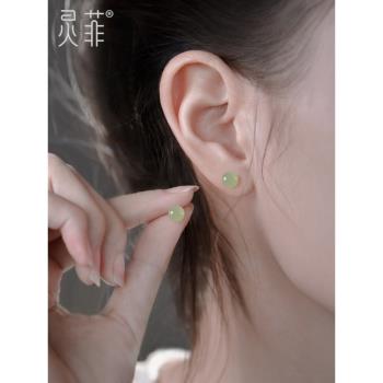 天然和田玉耳釘女男純銀小眾設計感高級氣質耳飾耳環2025新款爆款