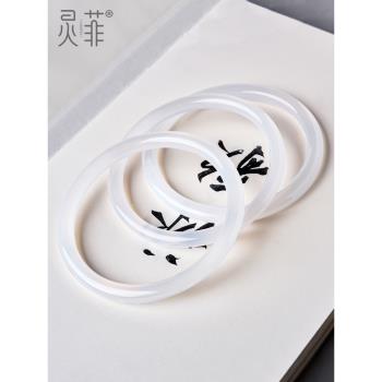 【白月光】天然瑪瑙手鐲女冰種荔枝凍高冰高透玉髓叮當圓條玉鐲子