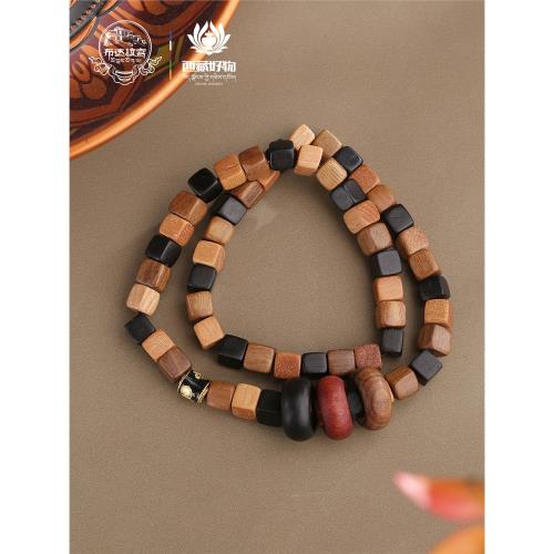 布達拉宮方塊檀木手串佛珠念珠綠檀黑檀木質盤玩多圈文玩手鏈男女