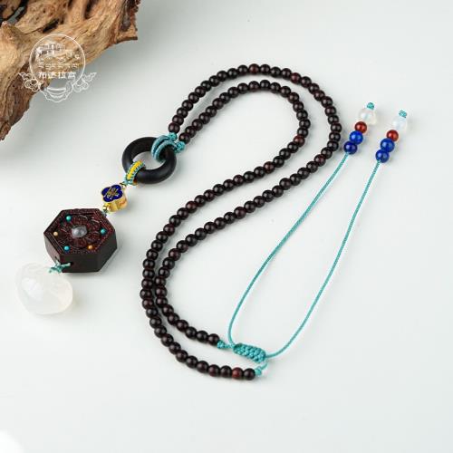 布達拉宮925銀平字小葉紫檀108顆念珠毛衣鏈文玩盤玩女士款手串