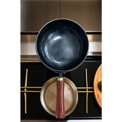 章丘手工鍛打無涂層不粘大肚鍋家用熟鐵平底鍋燃氣灶電磁爐適用