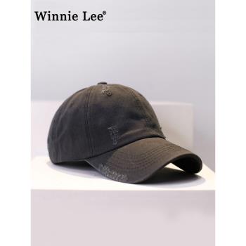 (免運)Winnie Lee做舊破洞棒球帽子男生百搭休閑彎簷遮陽防曬鴨舌帽女潮