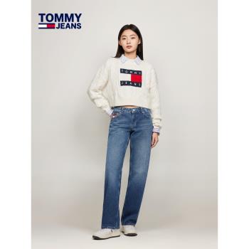 (免運)Tommy女裝純棉潮流美式復古刺繡低腰直筒顯瘦顯腿長牛仔褲19621