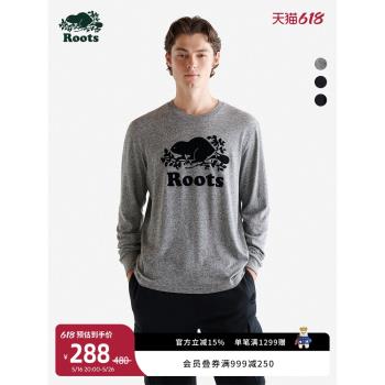 (免運)Roots美式經典男士春季海貍印花休閑長袖T恤內搭上衣39031035