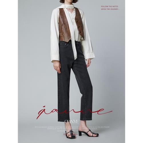 (免運)煙灰色新疆長絨棉加絨牛仔褲女春秋2025年新款加厚九分直筒煙管褲