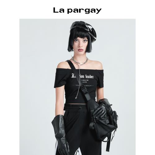 (免運)納帕佳時尚短款一字肩針織衫2025夏新款潮牌t恤修身顯瘦性感上衣