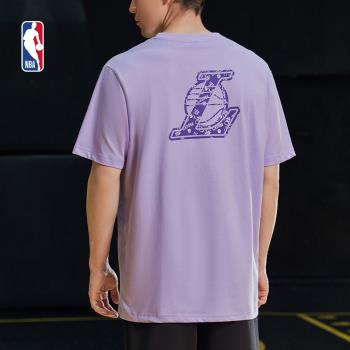 (免運)NBA球隊文化系列情侶手繪寬松T恤夏洛杉磯湖人/凱爾特人/金州勇士